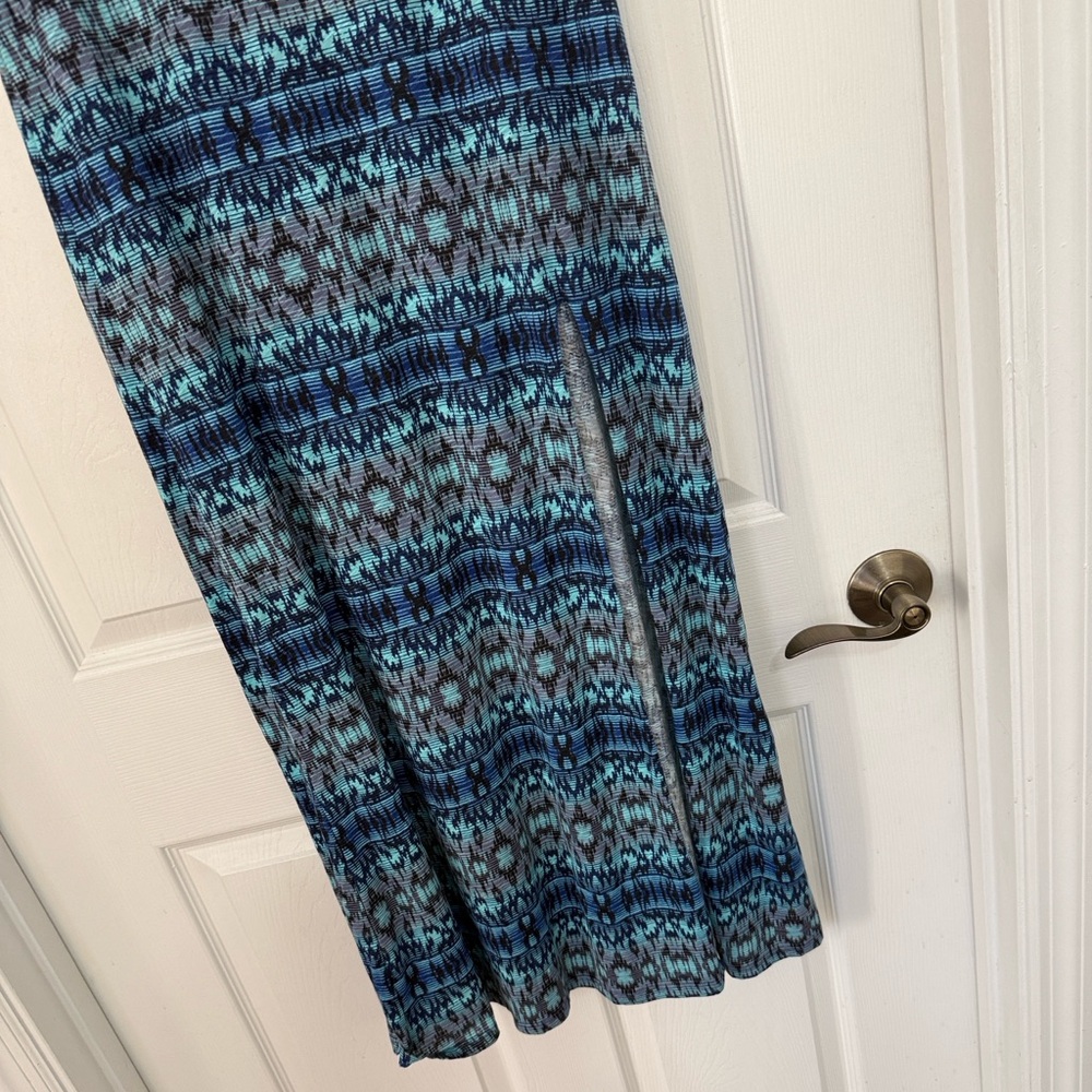 American Eagle Outfitters women’s Blue Tribal Boho High Slit Maxi Skirt - Picture 2 of 5